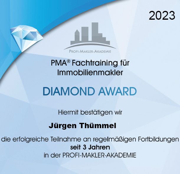 PMA® Fachtraining für Immobilienmakler – Diamond Award für Jürgen Thümmel (PDF)